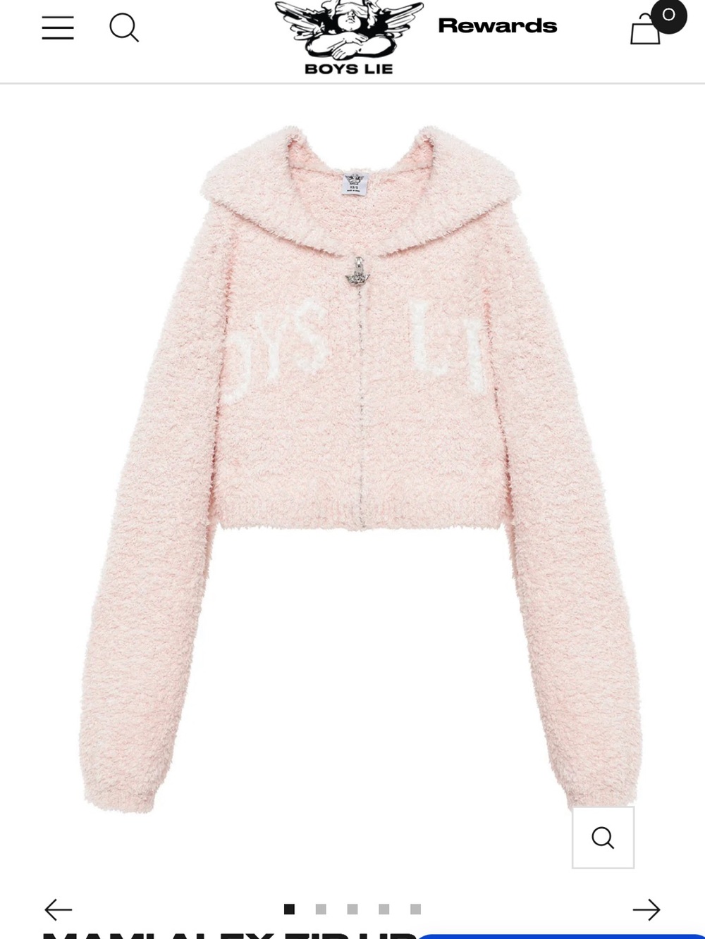 Boys Lie Pale Pink Fuzzy Cropped Zip Hoodie